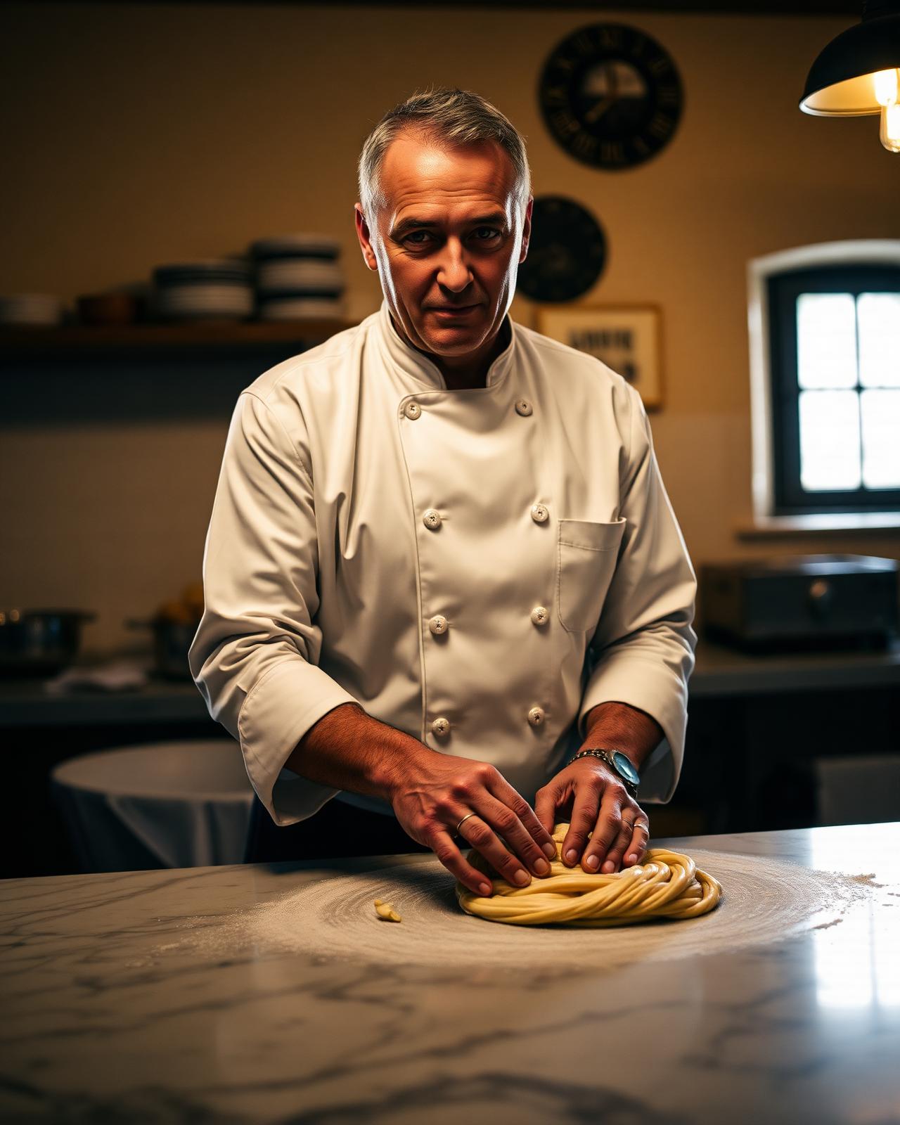 Chef do L'Ulivo preparando massa fresca